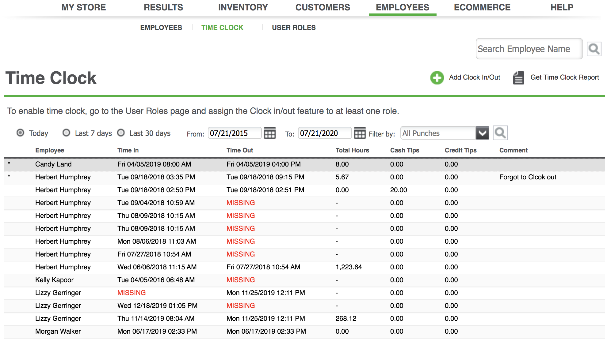 time clock adjustments ncr silver