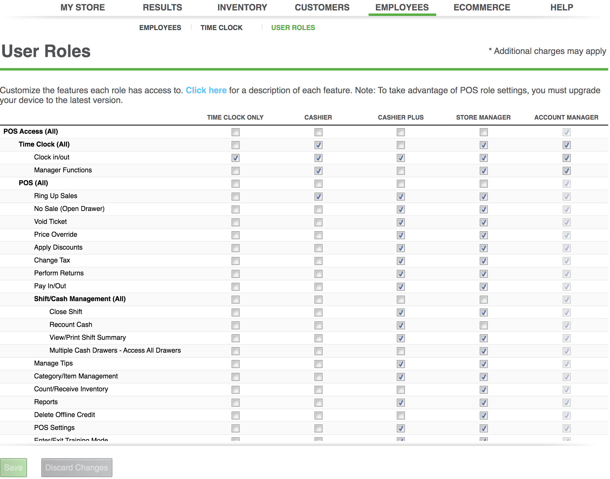 user roles overview ncr silver