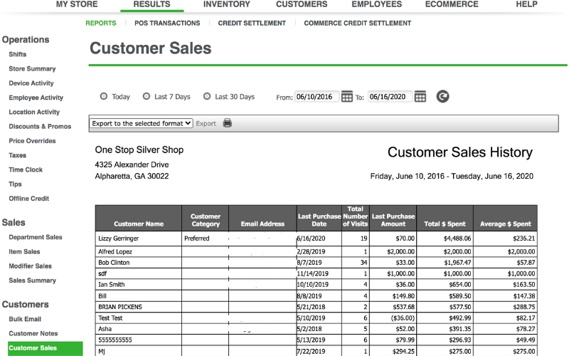 Customer Sales Report NCR Silver Essentials