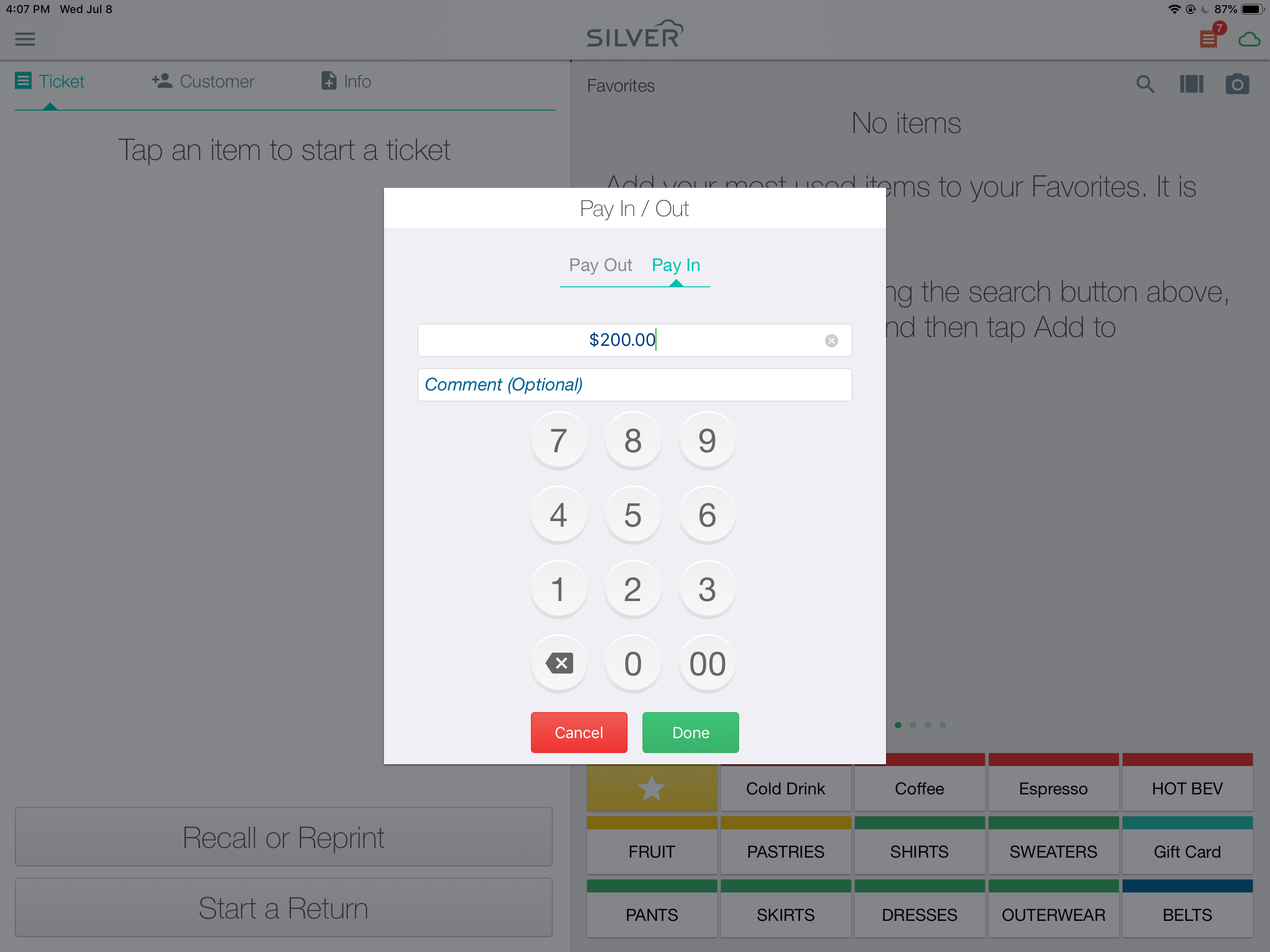 pay in transaction ncr silver pos